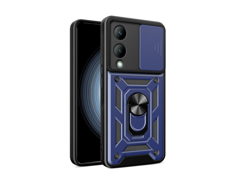 Newface Vivo Y17S Kılıf Pars Lens Yüzüklü Silikon - Lacivert