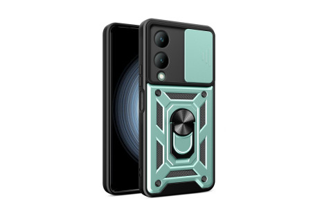 Newface Vivo Y17S Kılıf Pars Lens Yüzüklü Silikon - Yeşil