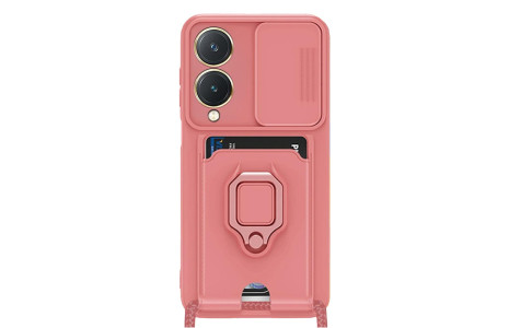 Newface Vivo Y17S Kılıf Zuma Kartvizitli Yüzüklü Silikon - Pembe