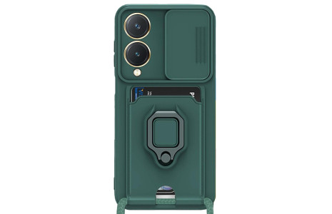 Newface Vivo Y17S Kılıf Zuma Kartvizitli Yüzüklü Silikon - Yeşil