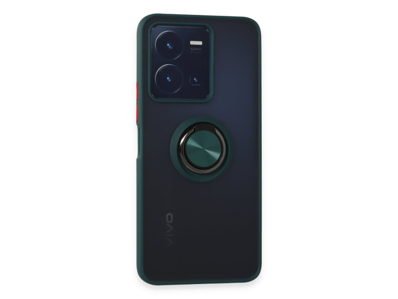 Newface Vivo Y22S Kılıf Montreal Yüzüklü Silikon Kapak - Yeşil