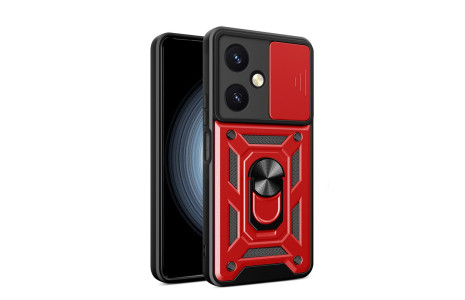 Newface Vivo Y27 Kılıf Pars Lens Yüzüklü Silikon - Kırmızı