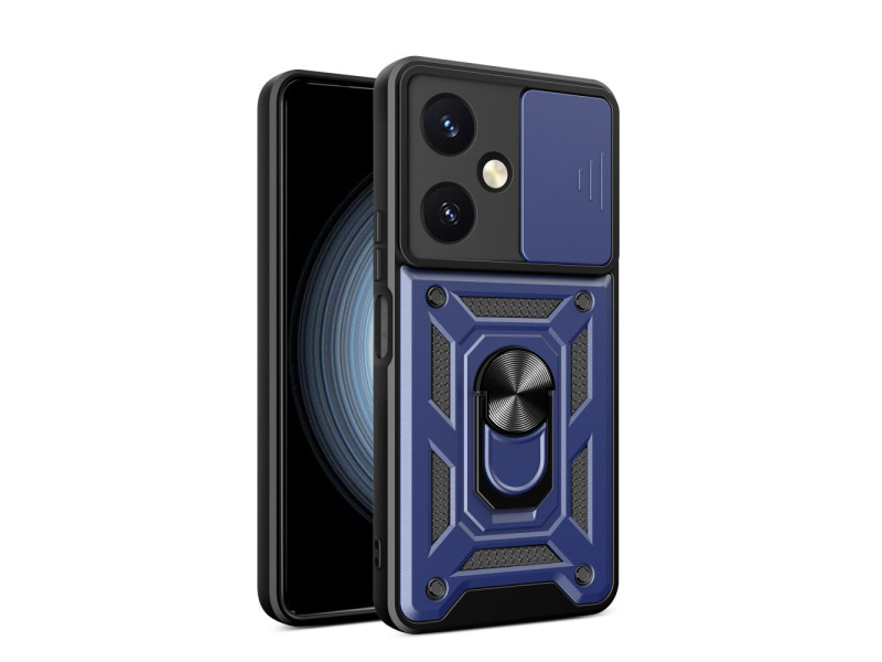 Newface Vivo Y27 Kılıf Pars Lens Yüzüklü Silikon - Lacivert