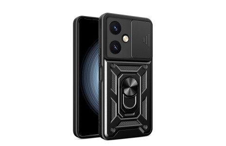 Newface Vivo Y27 Kılıf Pars Lens Yüzüklü Silikon - Siyah
