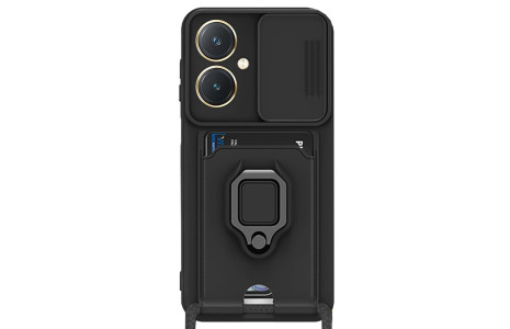 Newface Vivo Y27 Kılıf Zuma Kartvizitli Yüzüklü Silikon - Siyah