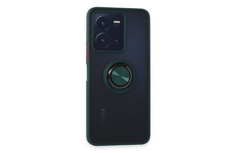 Newface Vivo Y35 Kılıf Montreal Yüzüklü Silikon Kapak - Yeşil