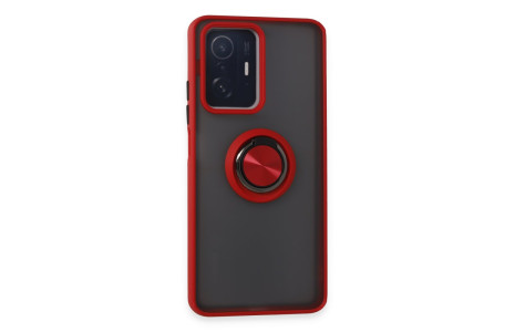 Newface Xiaomi Mi 11T Kılıf Montreal Yüzüklü Silikon Kapak - Kırmızı