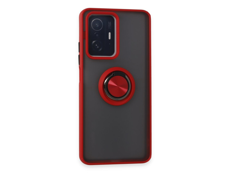 Newface Xiaomi Mi 11T Pro Kılıf Montreal Yüzüklü Silikon Kapak - Kırmızı