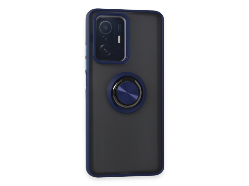 Newface Xiaomi Mi 11T Pro Kılıf Montreal Yüzüklü Silikon Kapak - Lacivert