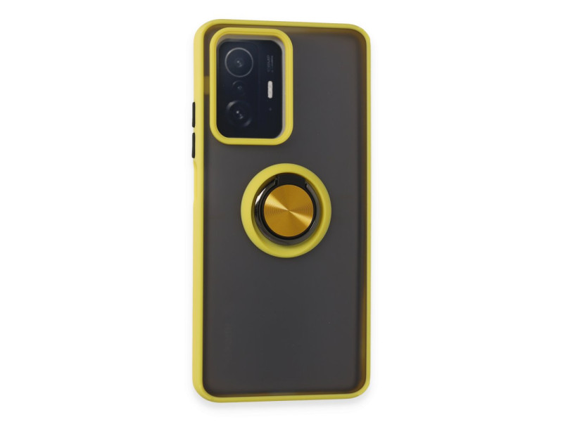 Newface Xiaomi Mi 11T Pro Kılıf Montreal Yüzüklü Silikon Kapak - Sarı