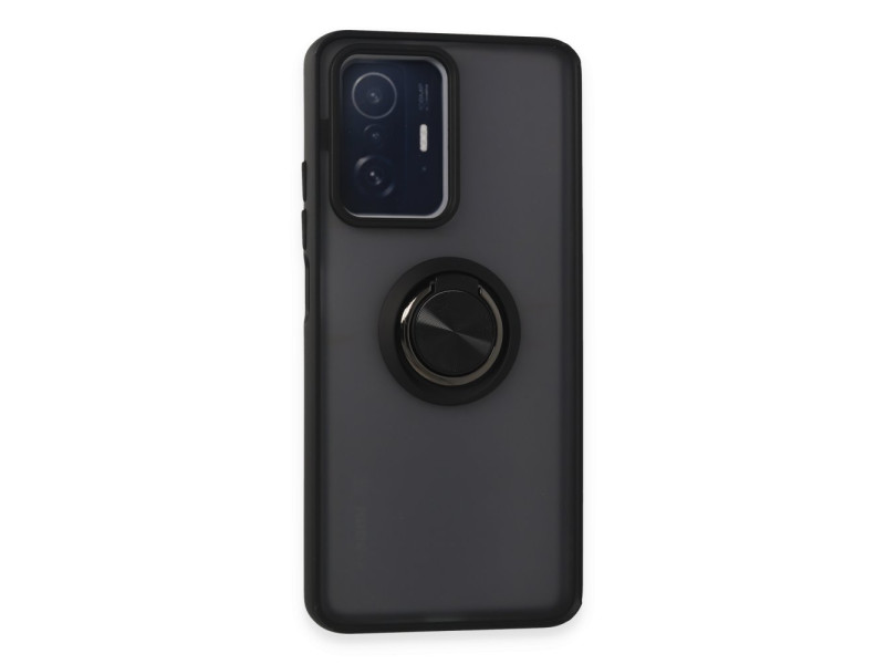 Newface Xiaomi Mi 11T Pro Kılıf Montreal Yüzüklü Silikon Kapak - Siyah