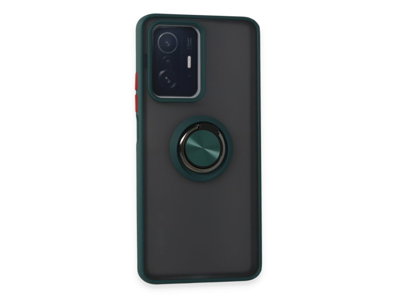 Newface Xiaomi Mi 11T Pro Kılıf Montreal Yüzüklü Silikon Kapak - Yeşil