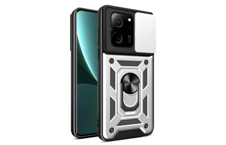 Newface Xiaomi Mi 13T Kılıf Pars Lens Yüzüklü Silikon - Gümüş