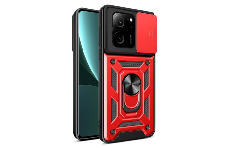 Newface Xiaomi Mi 13T Kılıf Pars Lens Yüzüklü Silikon - Kırmızı