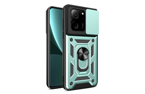Newface Xiaomi Mi 13T Kılıf Pars Lens Yüzüklü Silikon - Yeşil