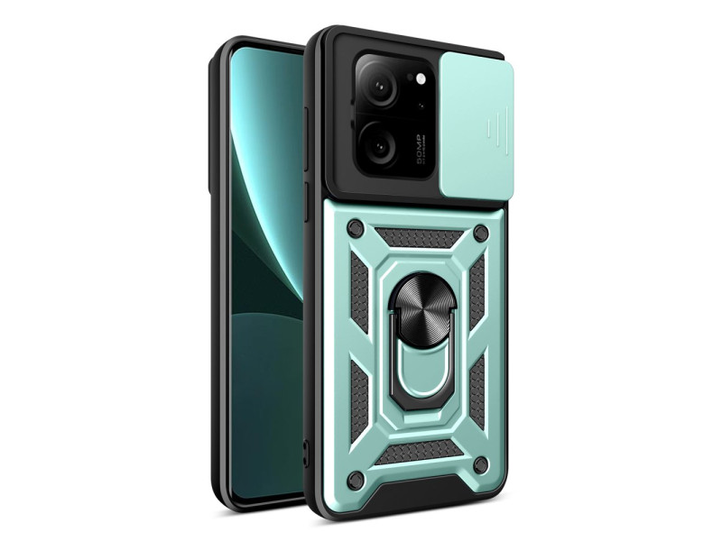 Newface Xiaomi Mi 13T Kılıf Pars Lens Yüzüklü Silikon - Yeşil