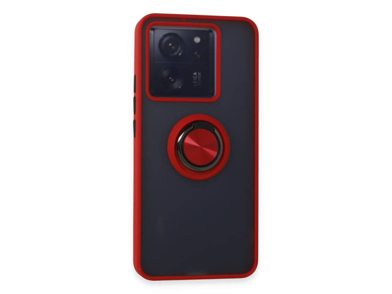 Newface Xiaomi Mi 13T Pro Kılıf Montreal Yüzüklü Silikon Kapak - Kırmızı