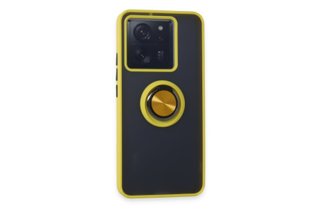 Newface Xiaomi Mi 13T Pro Kılıf Montreal Yüzüklü Silikon Kapak - Sarı