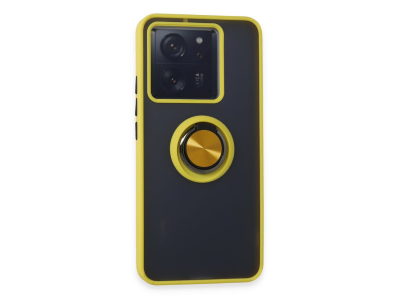 Newface Xiaomi Mi 13T Pro Kılıf Montreal Yüzüklü Silikon Kapak - Sarı