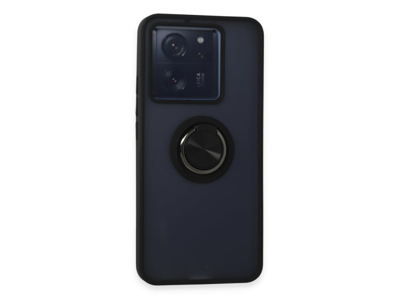 Newface Xiaomi Mi 13T Pro Kılıf Montreal Yüzüklü Silikon Kapak - Siyah
