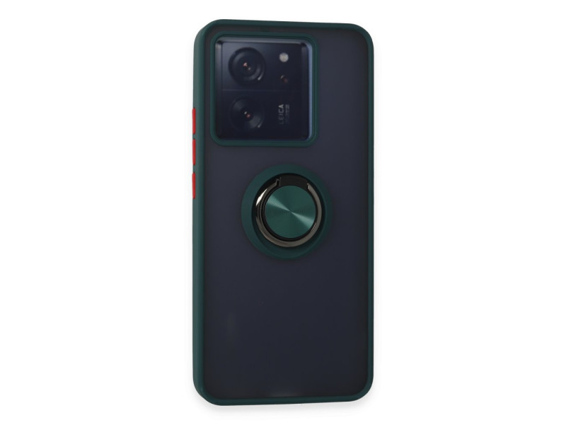 Newface Xiaomi Mi 13T Pro Kılıf Montreal Yüzüklü Silikon Kapak - Yeşil