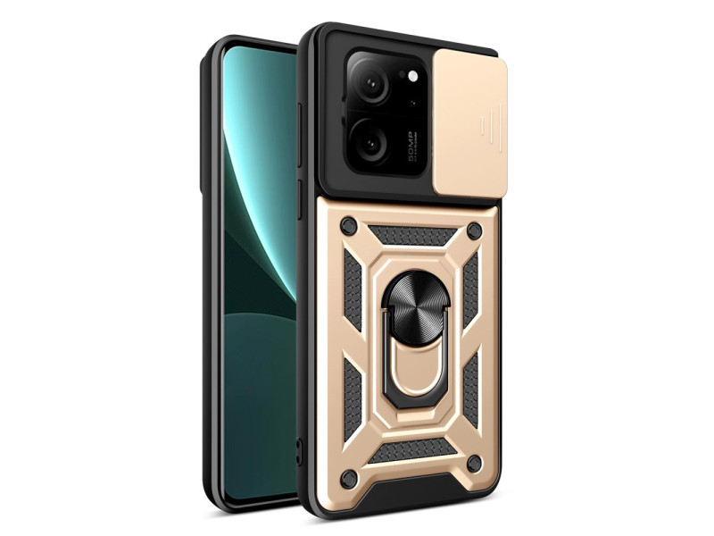 Newface Xiaomi Mi 13T Pro Kılıf Pars Lens Yüzüklü Silikon - Gold