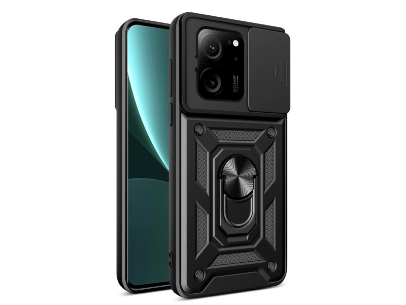 Newface Xiaomi Mi 13T Pro Kılıf Pars Lens Yüzüklü Silikon - Siyah