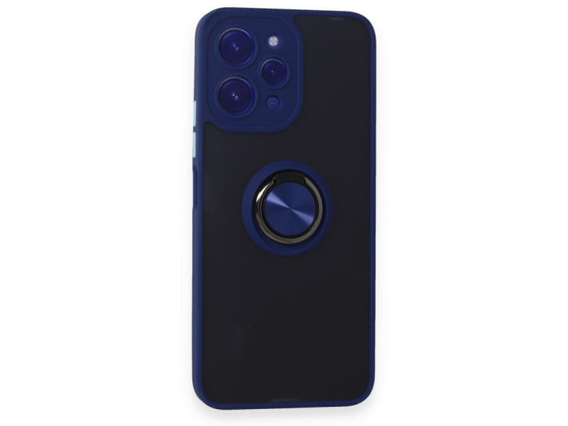 Newface Xiaomi Redmi 12 Kılıf Montreal Yüzüklü Silikon Kapak - Lacivert