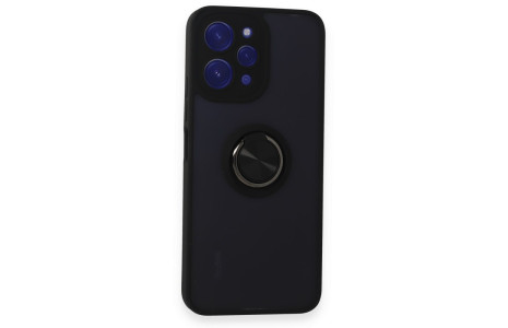 Newface Xiaomi Redmi 12 Kılıf Montreal Yüzüklü Silikon Kapak - Siyah