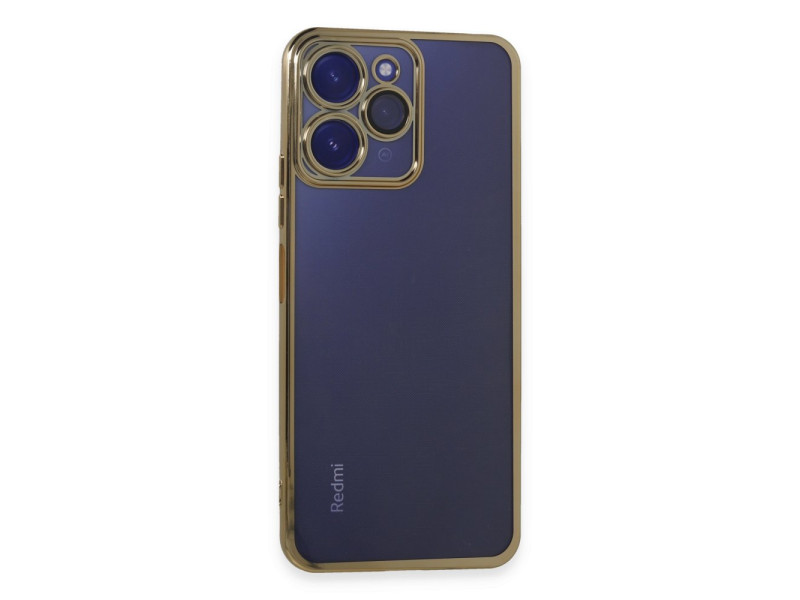 Newface Xiaomi Redmi 12 Kılıf Razer Lensli Silikon - Gold