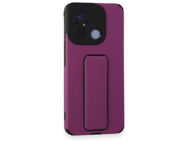 Newface Xiaomi Redmi 12C Kılıf Mega Standlı Silikon - Mor