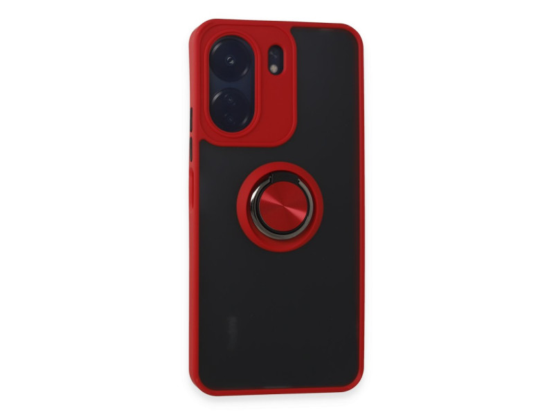 Newface Xiaomi Redmi 13C Kılıf Montreal Yüzüklü Silikon Kapak - Kırmızı