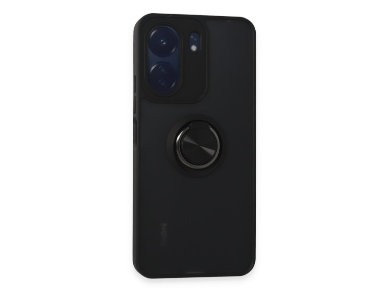 Newface Xiaomi Redmi 13C Kılıf Montreal Yüzüklü Silikon Kapak - Siyah