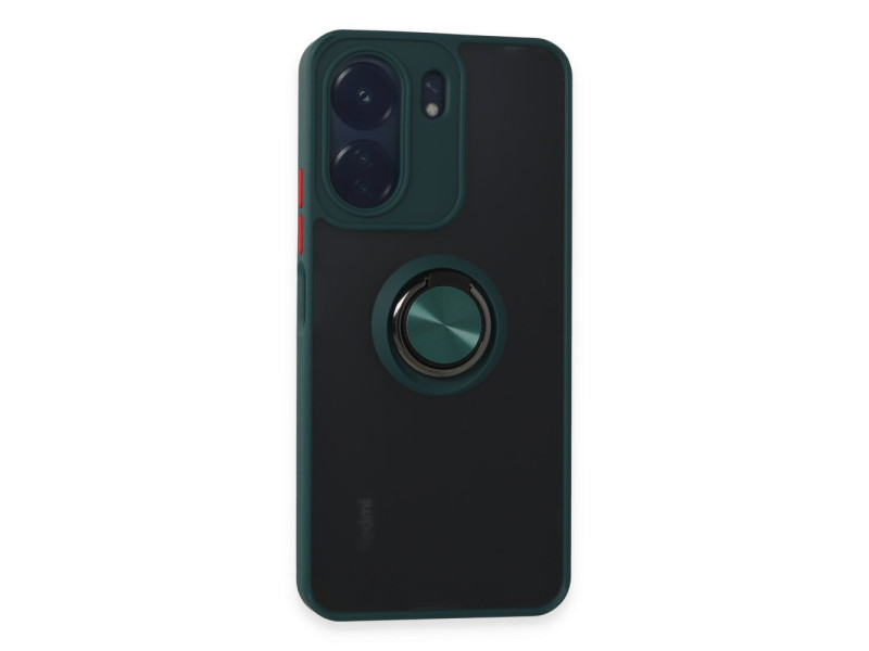 Newface Xiaomi Redmi 13C Kılıf Montreal Yüzüklü Silikon Kapak - Yeşil