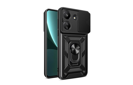Newface Xiaomi Redmi 13C Kılıf Pars Lens Yüzüklü Silikon - Siyah
