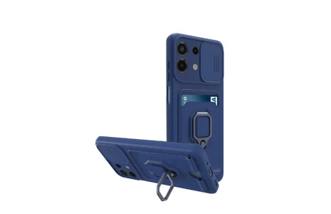 Newface Xiaomi Redmi Note 13 4G Kılıf Zuma Kartvizitli Yüzüklü Silikon - Lacivert