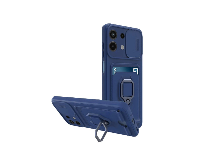 Newface Xiaomi Redmi Note 13 4G Kılıf Zuma Kartvizitli Yüzüklü Silikon - Lacivert