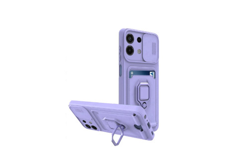 Newface Xiaomi Redmi Note 13 4G Kılıf Zuma Kartvizitli Yüzüklü Silikon - Lila
