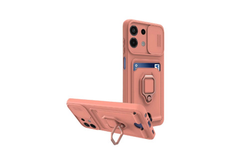 Newface Xiaomi Redmi Note 13 4G Kılıf Zuma Kartvizitli Yüzüklü Silikon - Pembe