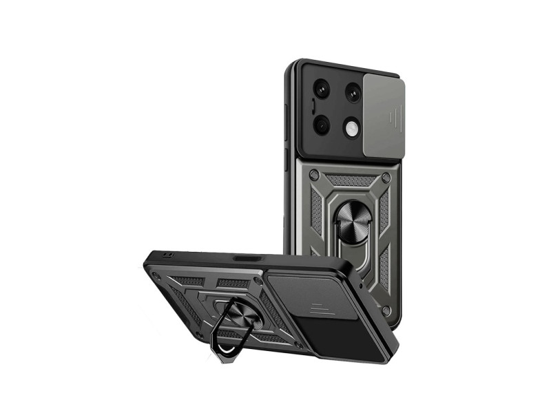 Newface Xiaomi Redmi Note 13 4G Kılıf Pars Lens Yüzüklü Silikon - Gümüş
