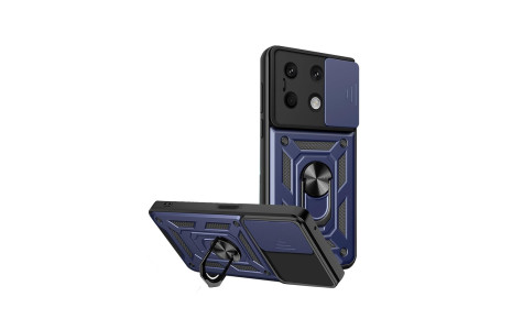 Newface Xiaomi Redmi Note 13 4G Kılıf Pars Lens Yüzüklü Silikon - Lacivert