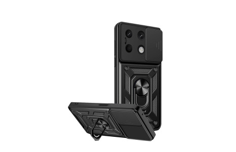 Newface Xiaomi Redmi Note 13 4G Kılıf Pars Lens Yüzüklü Silikon - Siyah