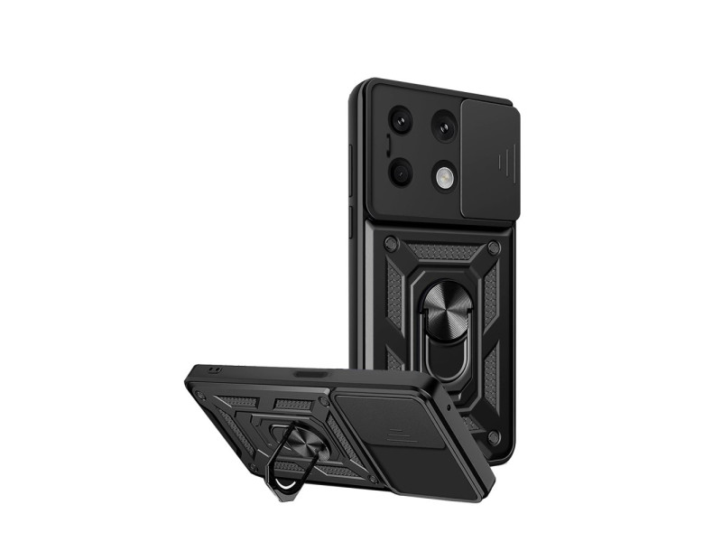 Newface Xiaomi Redmi Note 13 4G Kılıf Pars Lens Yüzüklü Silikon - Siyah