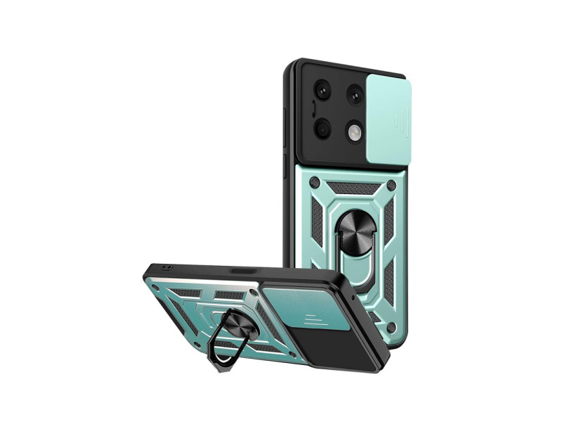 Newface Xiaomi Redmi Note 13 4G Kılıf Pars Lens Yüzüklü Silikon - Yeşil
