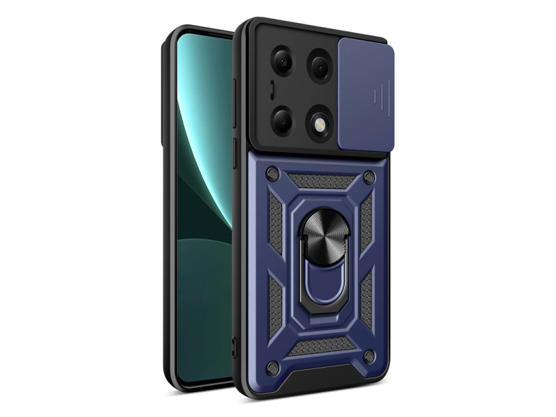 Newface Xiaomi Redmi Note 13 Pro 4G Kılıf Pars Lens Yüzüklü Silikon - Lacivert