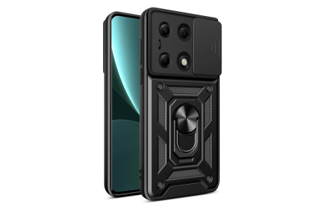 Newface Xiaomi Redmi Note 13 Pro 4G Kılıf Pars Lens Yüzüklü Silikon - Siyah