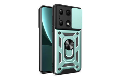 Newface Xiaomi Redmi Note 13 Pro 4G Kılıf Pars Lens Yüzüklü Silikon - Yeşil