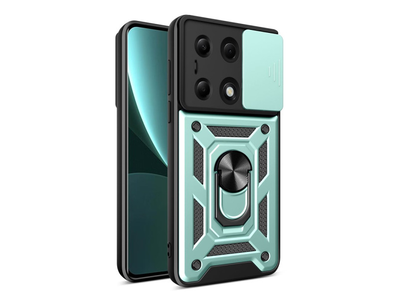Newface Xiaomi Redmi Note 13 Pro 4G Kılıf Pars Lens Yüzüklü Silikon - Yeşil