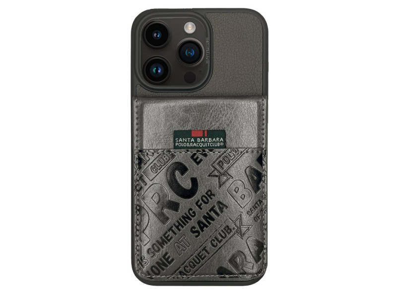 Santa Barbara Polo Racquet Club iPhone 15 Pro Max Hulda Kartvizitli Kapak - Gri