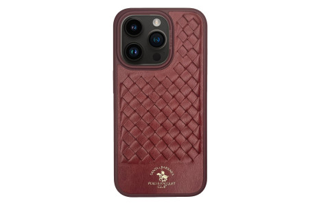 Santa Barbara Polo Racquet Club iPhone 15 Pro Max Ravel Deri Kapak - Kırmızı